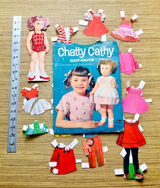 VINTAGE CHATTY CATHY Paper Dolls CutOuts Tote Carry 1963 Original Cut