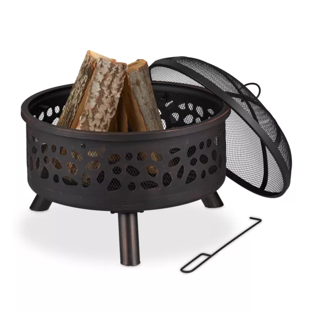 Brasero de jardin avec pare-étincelles Vasque Feu Barbecue Chauffage extérieur