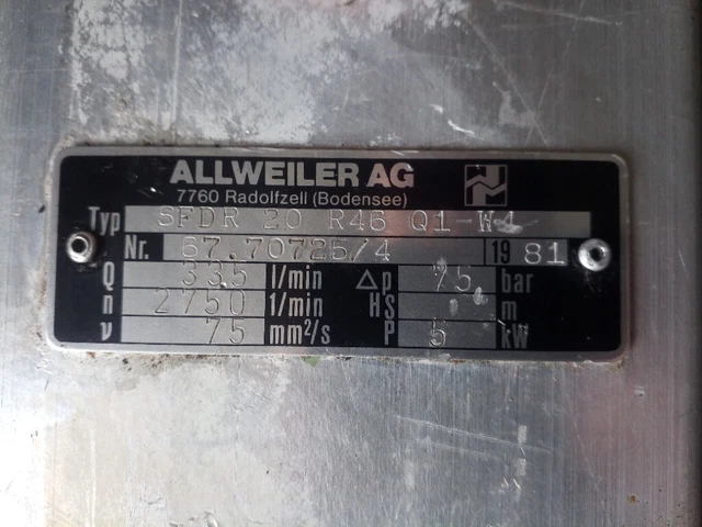 Pompa Allweiler SFDR 20 R46 Q1-W4 /#8 M01E 3850