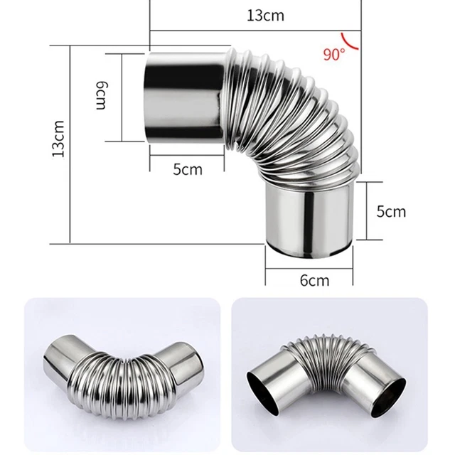 1 Acier Inoxydable Coude Cheminée Doublure Plier 90° Multi Conduit Poêle 60,70