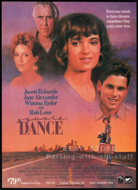 SQUARE DANCE__Original 1987 Trade print AD __WINONA RYDER_ROB LOWE_JASON ROBARDS