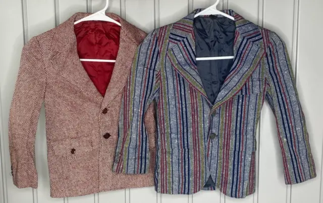 Lot of 2 Vintage 1970s Penneys Towncraft Suit Jacket Blazers Boys Size 4-5