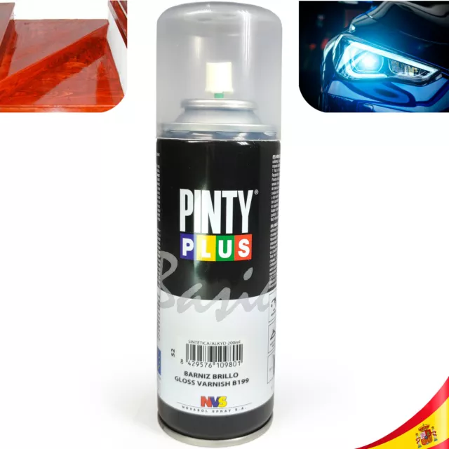 Pintura Spray Barniz Brillante Brillo PINTY Aerosol Madera Repara Faros de Coche