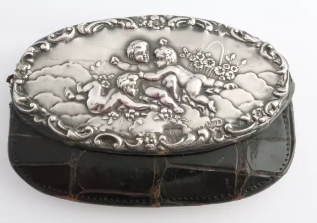 Antiguo Cartero Eduardiano Cuero Plata Reynolds Angels HM Chester 1902