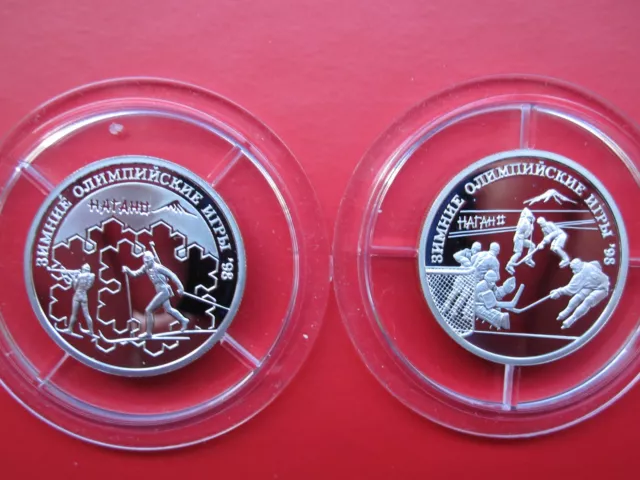  Sowjetunion. 2x1 Rubel PP Gedenkmünzen 1997 (Silber). Verkapselt. 