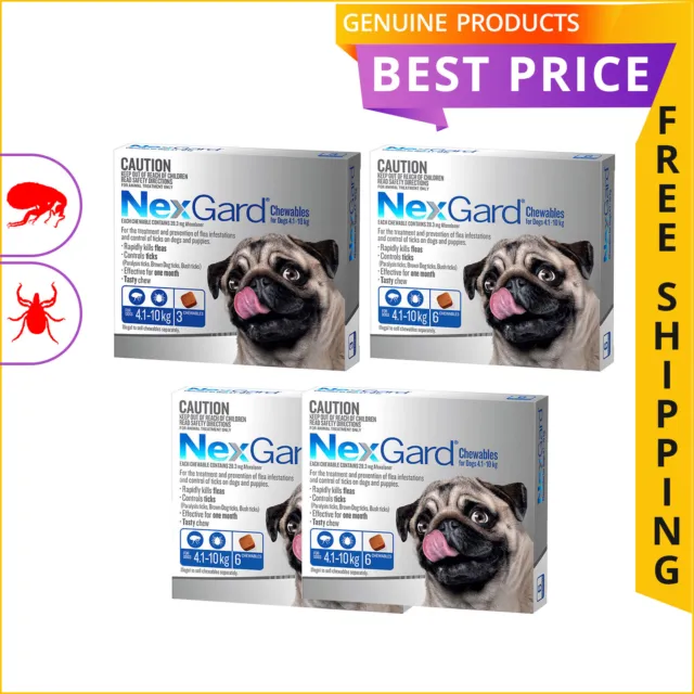 NEXGARD 3,6,12 Doses Monthly Flea Tick Treatment for Dogs 4 to 10 Kg BLUE Pack