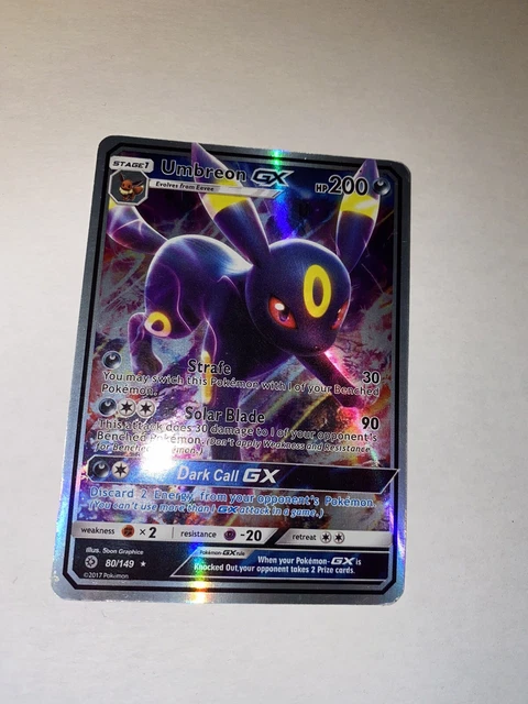 Umbreon GX 80/149 Sonne & Mond Basis Set ultra seltene Holo Pokémon Karte *neu*