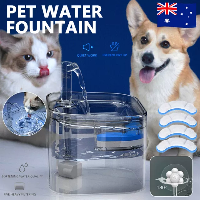 Pet Water Fountain Cat Dog Automatic Electric Sensor Drinking Dispenser Filter