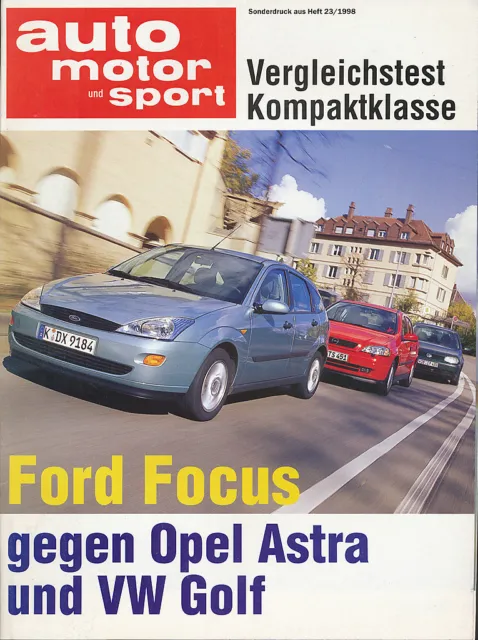 Ford Focus Opel Astra VW Golf 100 PS Test Sonderdruck ams 23/98 1998 reprint