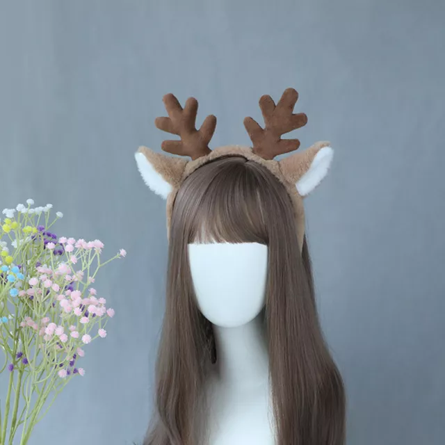 CHRISTMAS HEAD HOOP Plush Decorative Deer Horn Xmas Headband for ...
