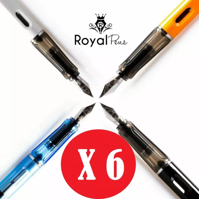 6 x Jinhao 599 Fountain Pen & Free Ink Converters Iridium Tipped Nib Royal Pens