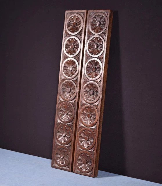 *Antique Breton Hand Carved Architectural Panels Solid Chestnut Salvage