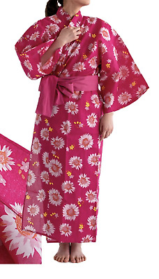 Japanese Women Traditional YUKATA KIMONO Obi 2pcs Set JAPAN 17 Sunflower