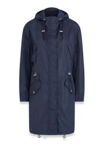 Belstaff Baywood Parka Navy Blue  Women Jacket Hooded Rain Coat  Size 8 US