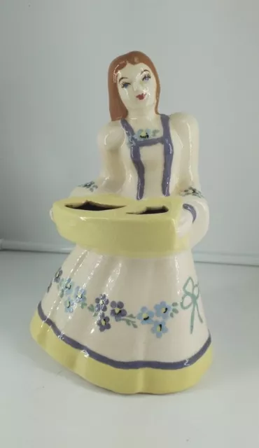 California Pottery Planter Vase Girl Figure By Weil Ware Multi Color