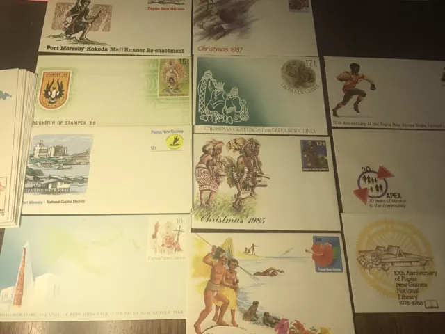 Papua New Guinea pre-stamped envelopes x 34 mint condition Unused, + 5 x Aerogra