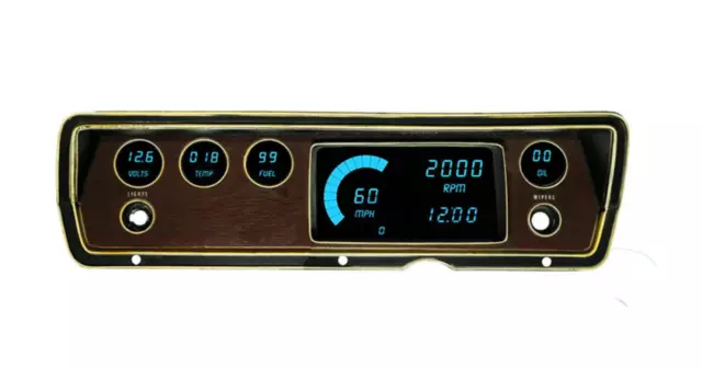 Intellitronix Teal LED Digital Gauge Cluster Panel Fo1970-1976 Dodge Dart/Duster