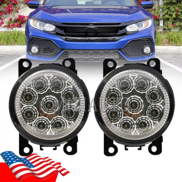 PAIR Front Bumper LED Fog Light Driving Lamp For Honda Civic 2016 2017 2018-2021