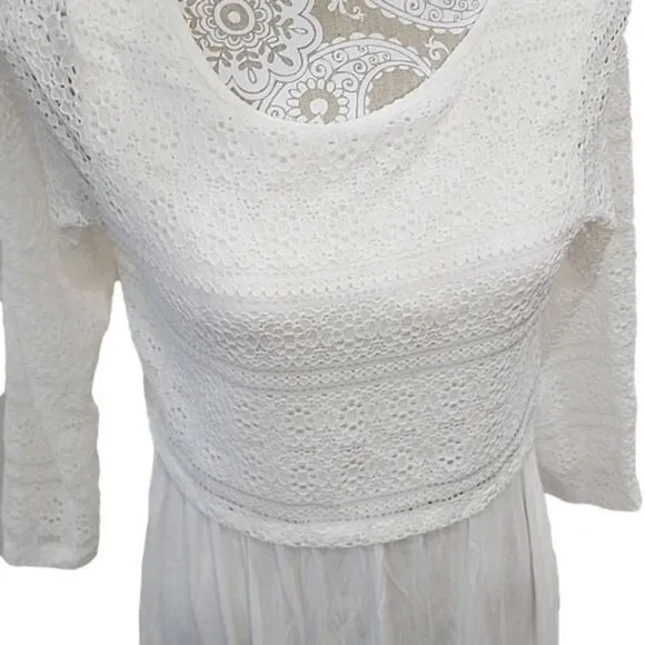 A Pea In The Pod Maternity Baby Doll Lace Top, Ivory, Size M 2