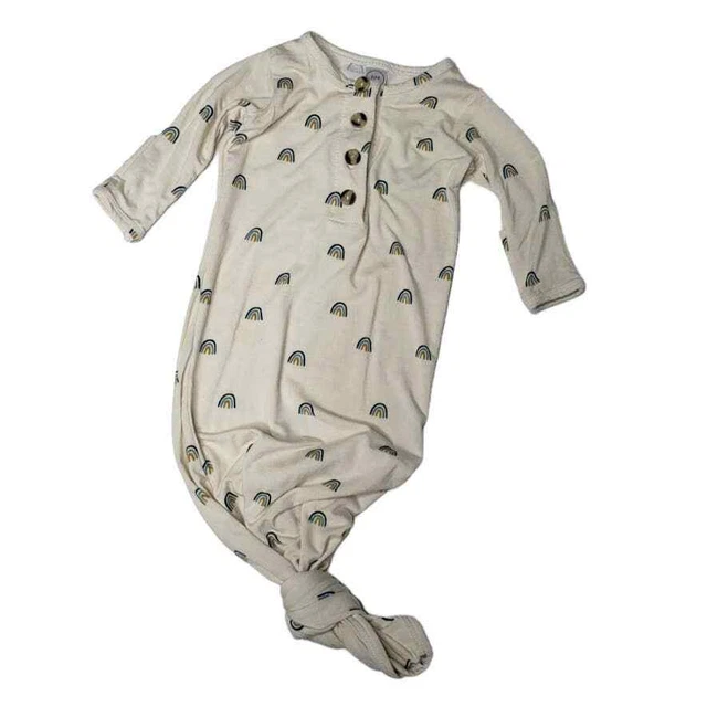 Lou Lou and Company Rainbow Knotted Gown Newborn Ivory Blue Sleep Sack