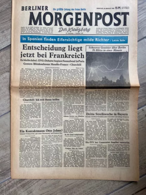 Historische Zeitung / Geburtstagszeitung  Berliner Morgenpost 24. August 1954