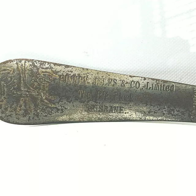 Antique Australian Advertising Shoe Horn finney isles & Co Big Block Brisbane