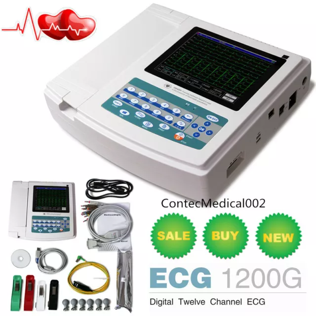 Touch 12 Channel 12 Lead Electrocardiograph ECG/EKG Machine+SW+Interpretation,CE