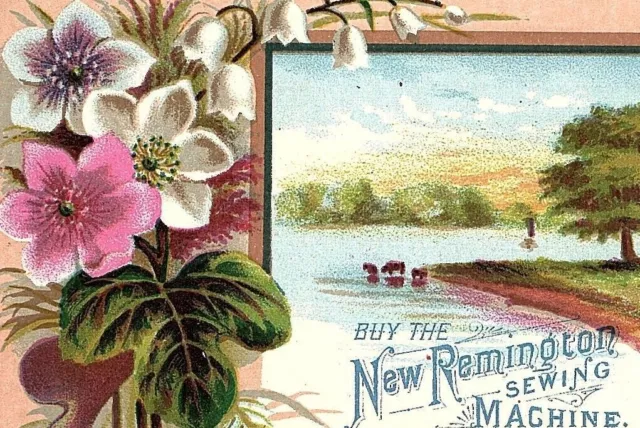 1882 Machine Sewing Card Remington Trade New Victorian Ilion New York Floral