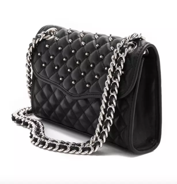 Rebecca Minkoff Quilted Mini Leather Affair Studs Black Cross Body Purse 2716