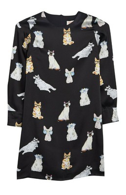 $416 NWT Paul & Joe Sister Izis Cats in Glasses Shift Dress in Black Size 34 XS