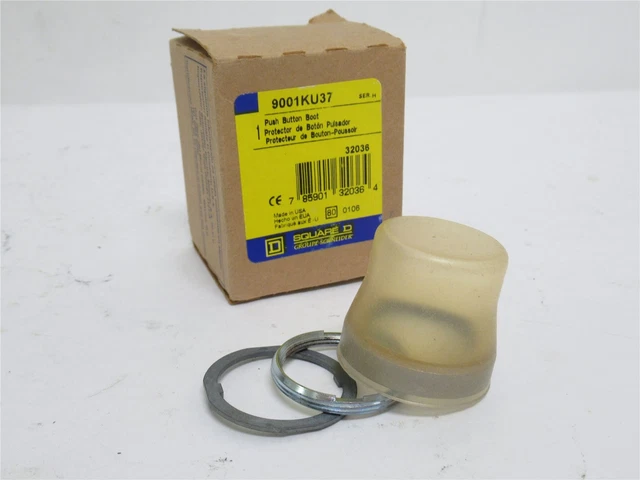 232163 New In Box; Square D 9001KU37 Boot For Push To Test Light; Clear; 30mm