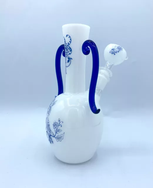 7" Porcelain Water Pipe Bong Tobacco Smoking Pipe Glass Bowl