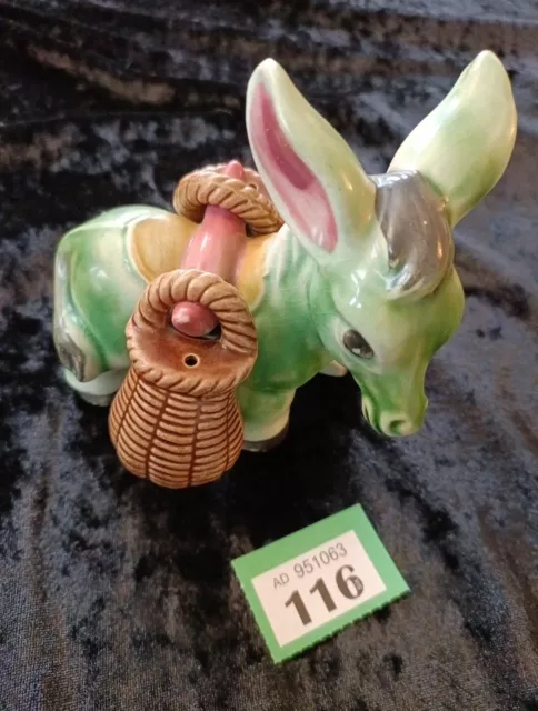 1970s  RETRO NOVELTY Ceramics  DONKEY WITH BARRELS,, SALT & PEPPER Pots /CRUET