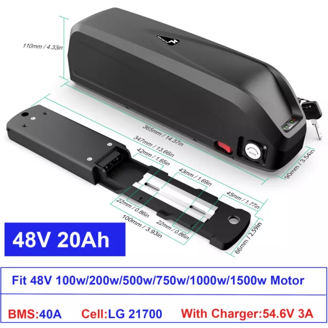 36V/48V/52V 20Ah LG Cell Ebike Lithium Battery For 50w~1500w Electric Bike Motor