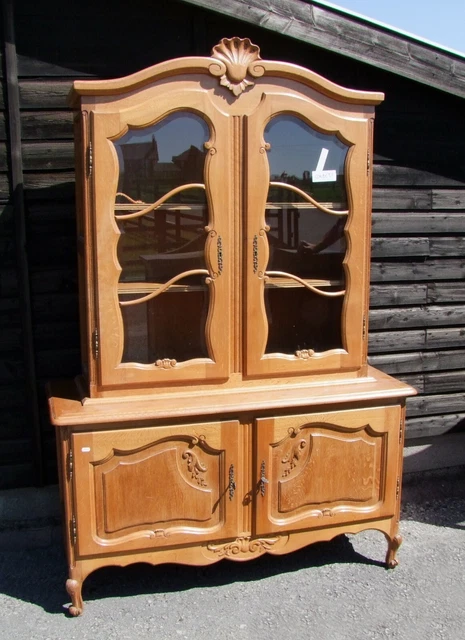 Louis Xv Style French Carved Oak Vitrine - Glazed Display Cabinet (Condc31)