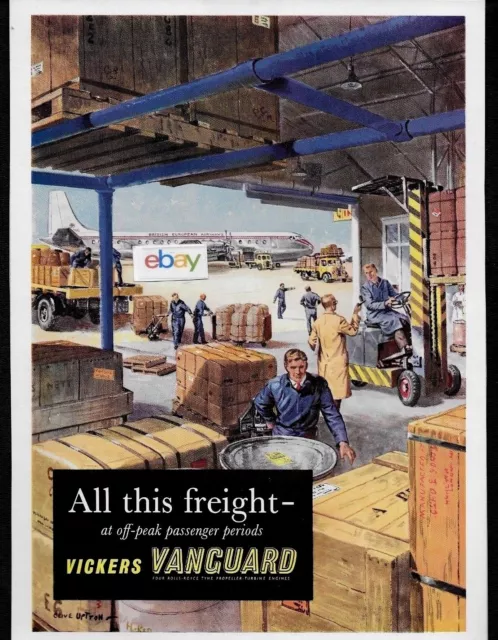 Bea British European Airways Vanguard 1957 All This Freight Off Peak Ad