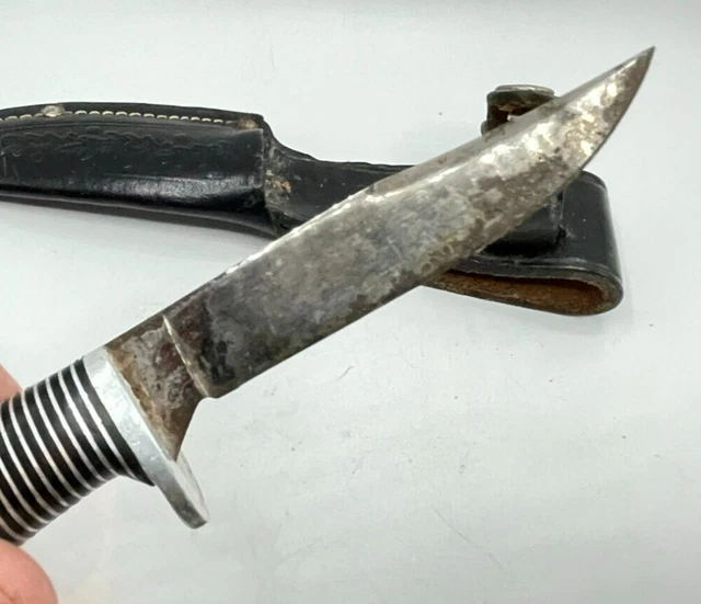 Vintage Western F48B Fixed 3" Blade Hunting Knife with Leather Belt Sheath 5