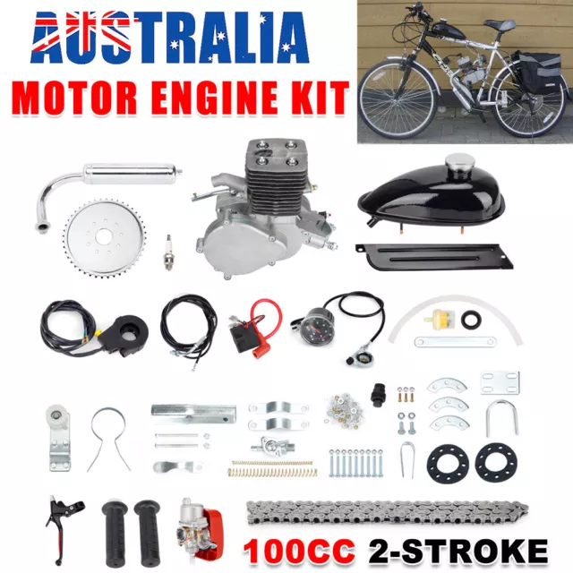 100CC 2 Stroke Motor Engine Motorised Bike Kit Push Petrol Gas Complete Engines