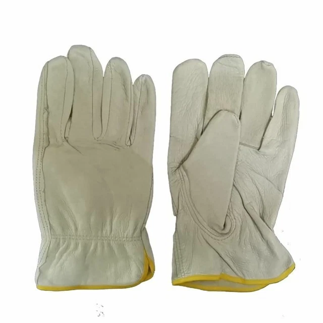 Pair Full Finger Leather Gloves Men's Work Safety Working Mechanical Repairing G