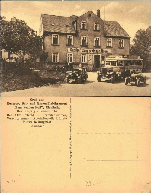 Claußnitz Gasthof zum weissen Ross Konzert, Ball- und Garten-Etablissement 1910