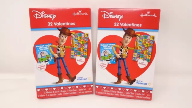 Lot of 2 "TOY STORY" Children’s 32 Valentines Valentine's Day Cards Disney Pixar