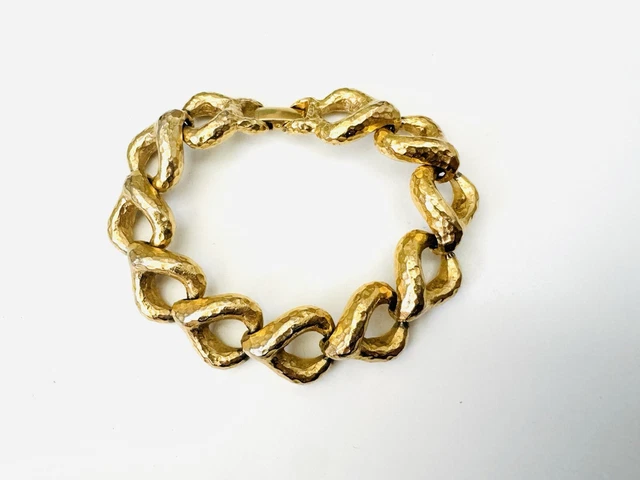 Bracelet Vintage Alexis Lahellec - Maille Articulée Cœur Doré Années 1990