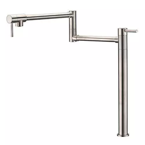 Deck Mount Pot Filler Faucet Brushed Nickel Finish with Extension Shank and