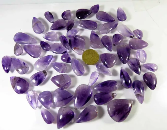 NATURAL PURPLE AMETHYST CABOCHON GEMSTONE WHOLESALE LOT 1295Cts/ 55 Pcs AT-67