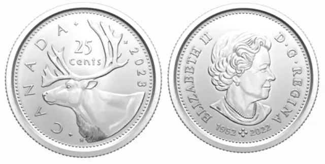 Canada 2023 - Proof Like 25 Cent Quarter - Special QEII Double Date Coinage!!