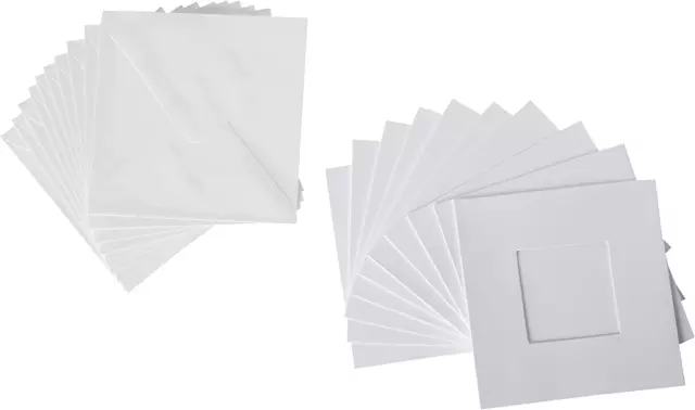Papermania 300 GSM Cuadrado Tri Plegable Ventana Apertura Tarjeta Blancos y Sobres, de