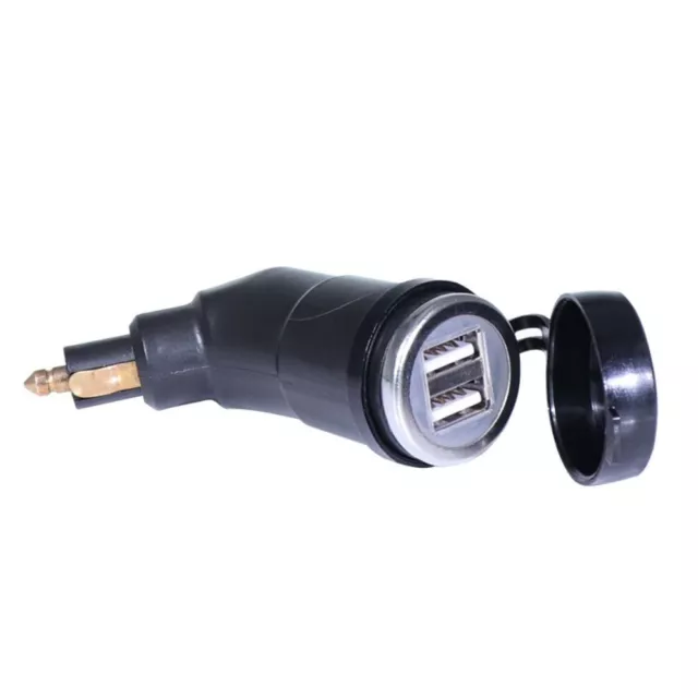 For Din Hella Plug Black DUAL-USB 4.8A Motorcycle Fast-Charger Adapter  Black