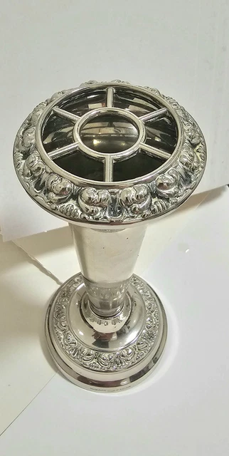 Antique bud vase engraved and hallmarked silver plated