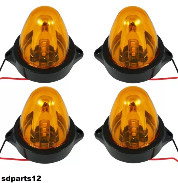 4x Segnalatore Luce a Led Arancione Rotante Emergenza Strobo Auto Van Camion 24V
