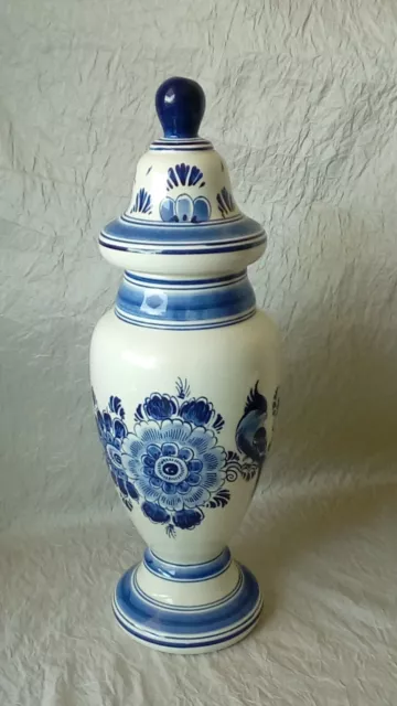 Delft Potiche Vase Pot Couvert Balustre En  Faience Hollande *